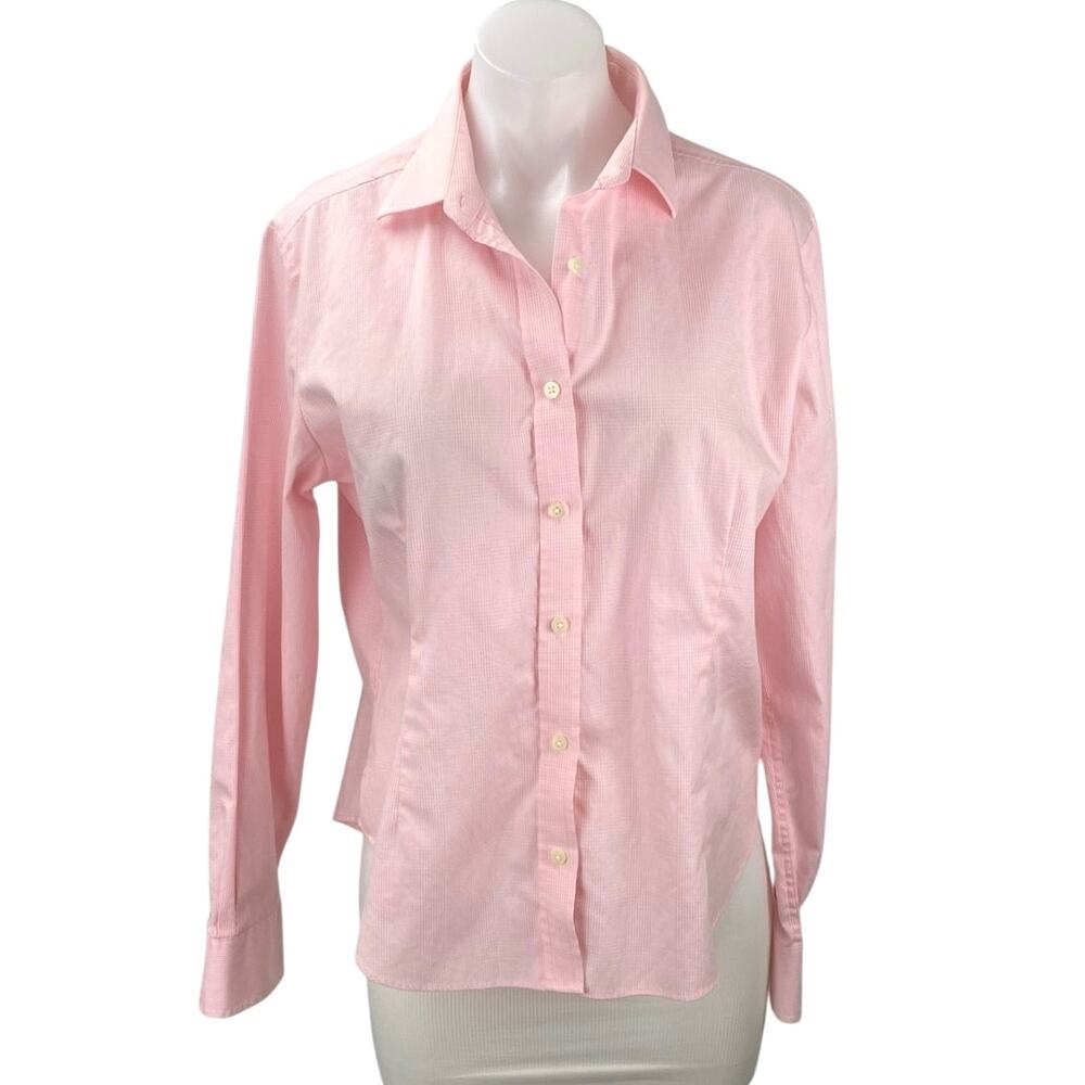 Ultra Club Performance Pinpoint Womens Pink Long Sleeve Button Down Shirt Top L